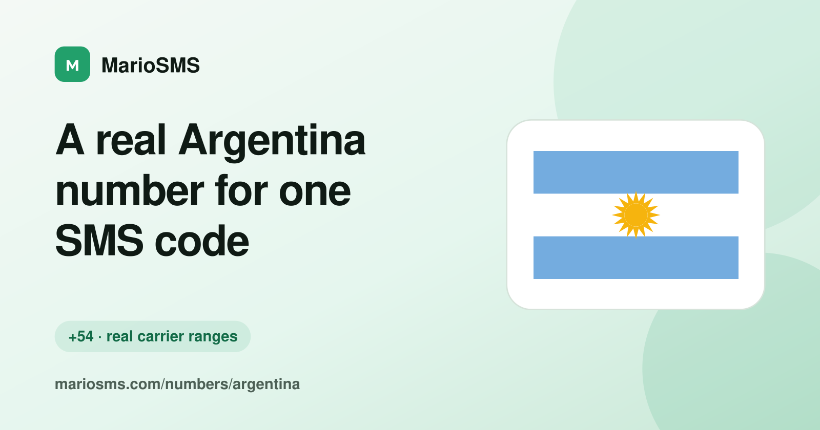 Rented Argentine +54 9 mobile number receiving an SMS code