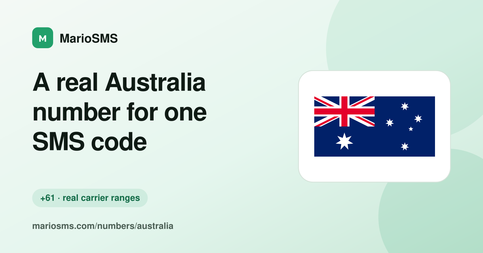 Rented Australian +61 4 mobile number receiving a verification code