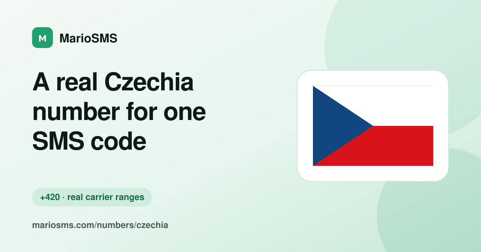 Rented Czech +420 mobile number receiving an SMS code