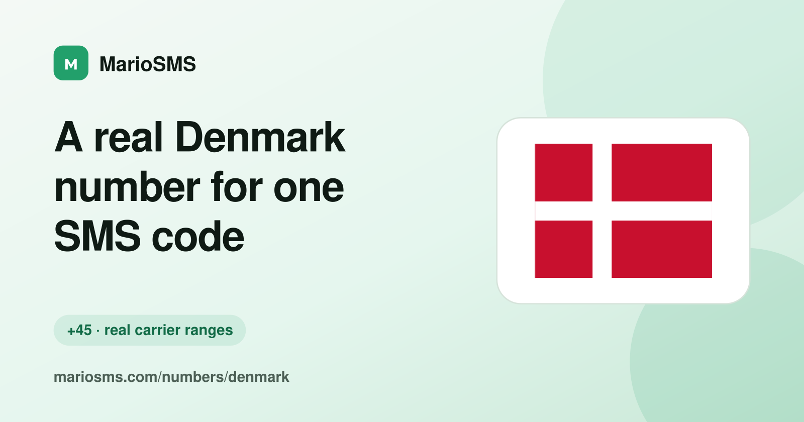 Rented Danish +45 mobile number receiving an SMS code