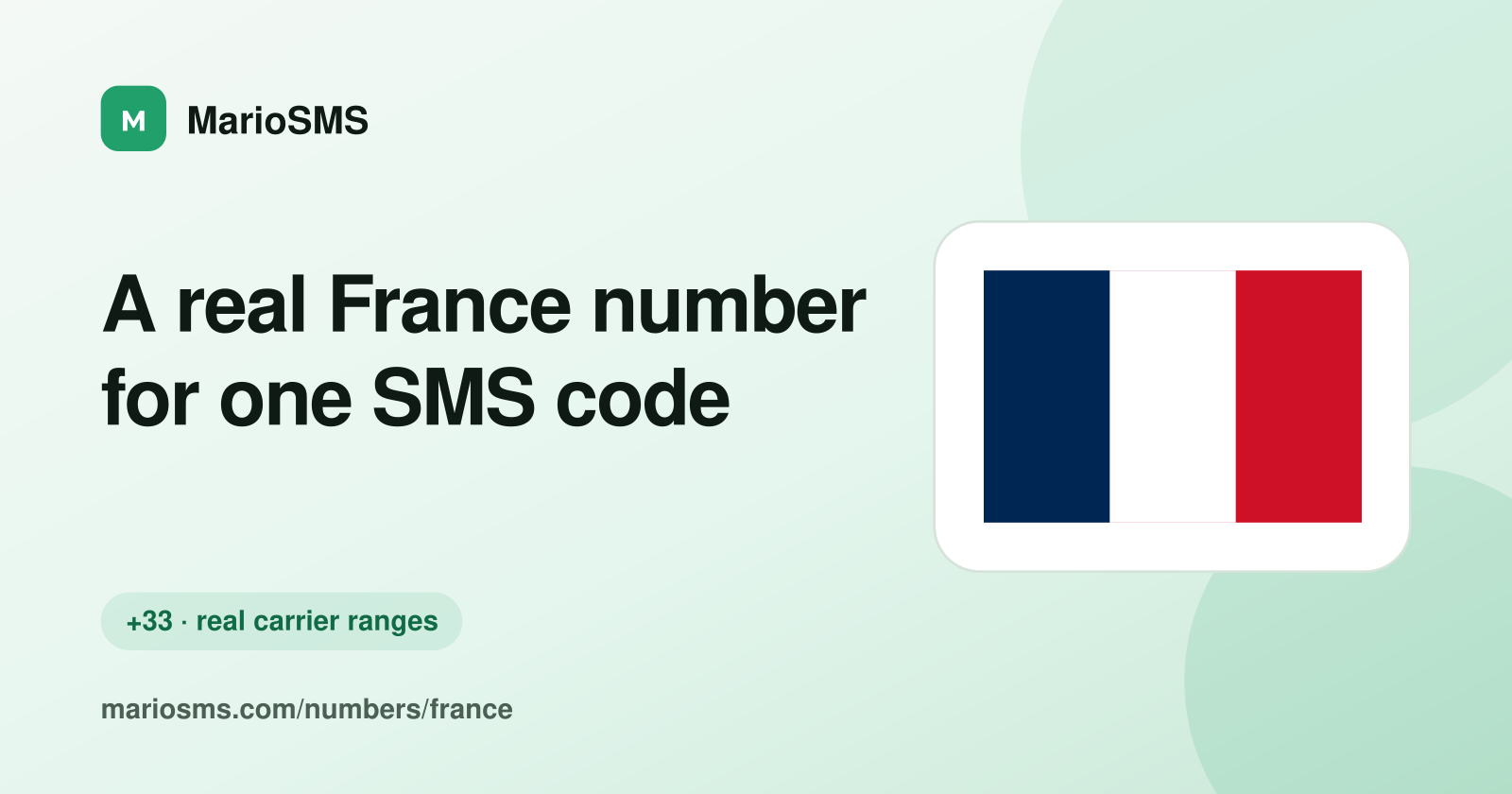 Rented French +33 mobile number receiving an SMS code