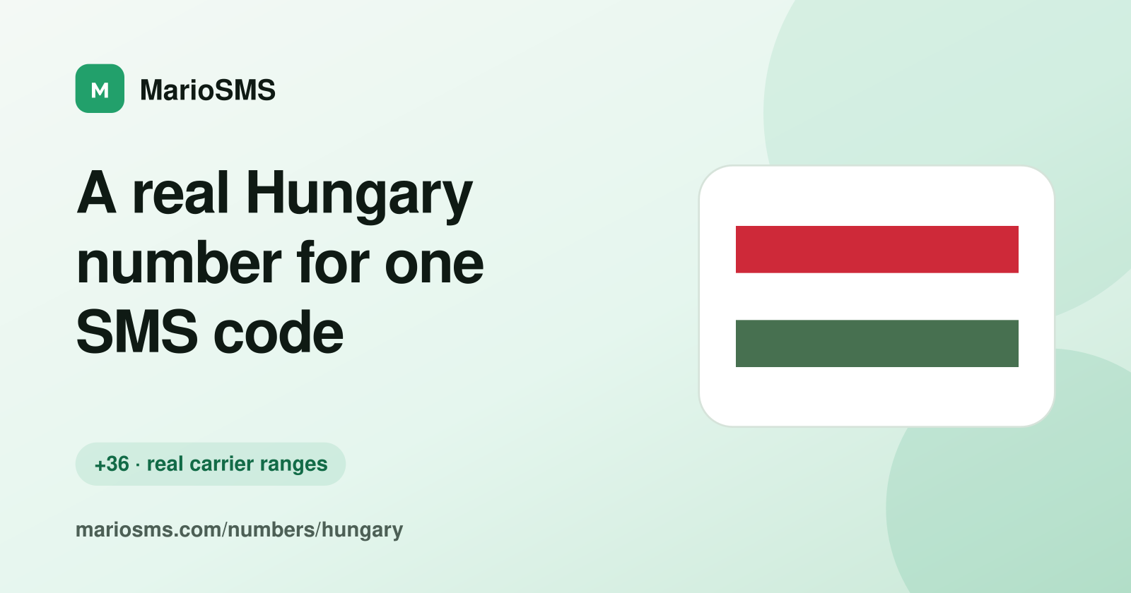 Rented Hungarian +36 mobile number receiving an SMS code