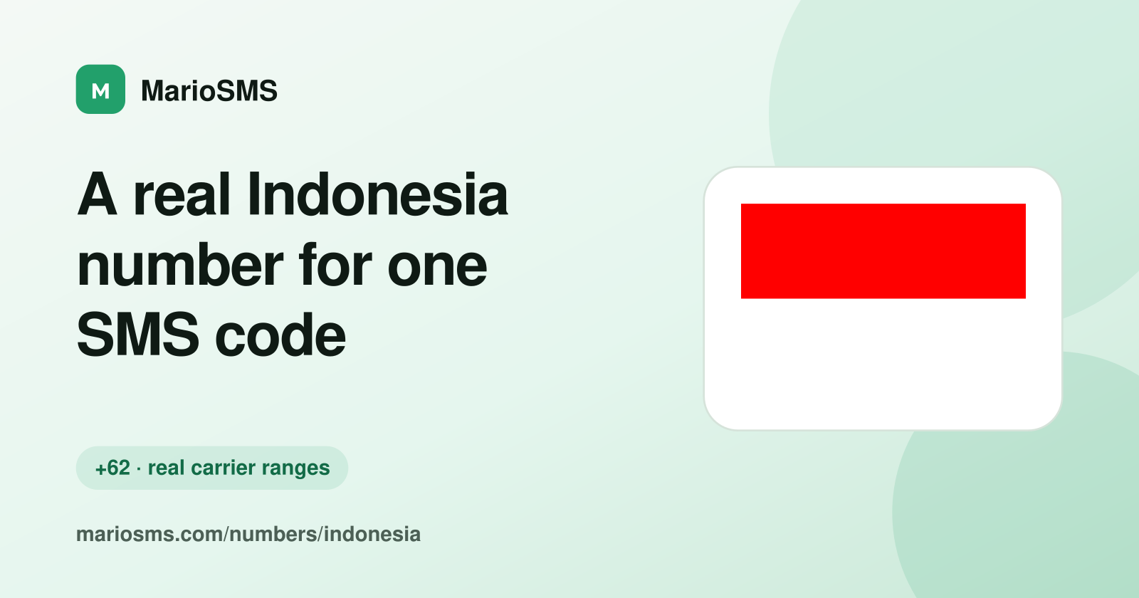 Rented Indonesian +62 mobile number receiving an OTP