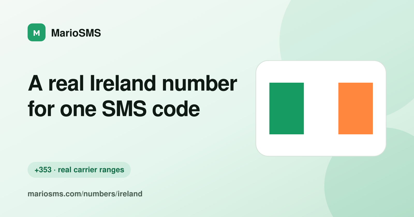 Rented Irish +353 mobile number receiving a verification code