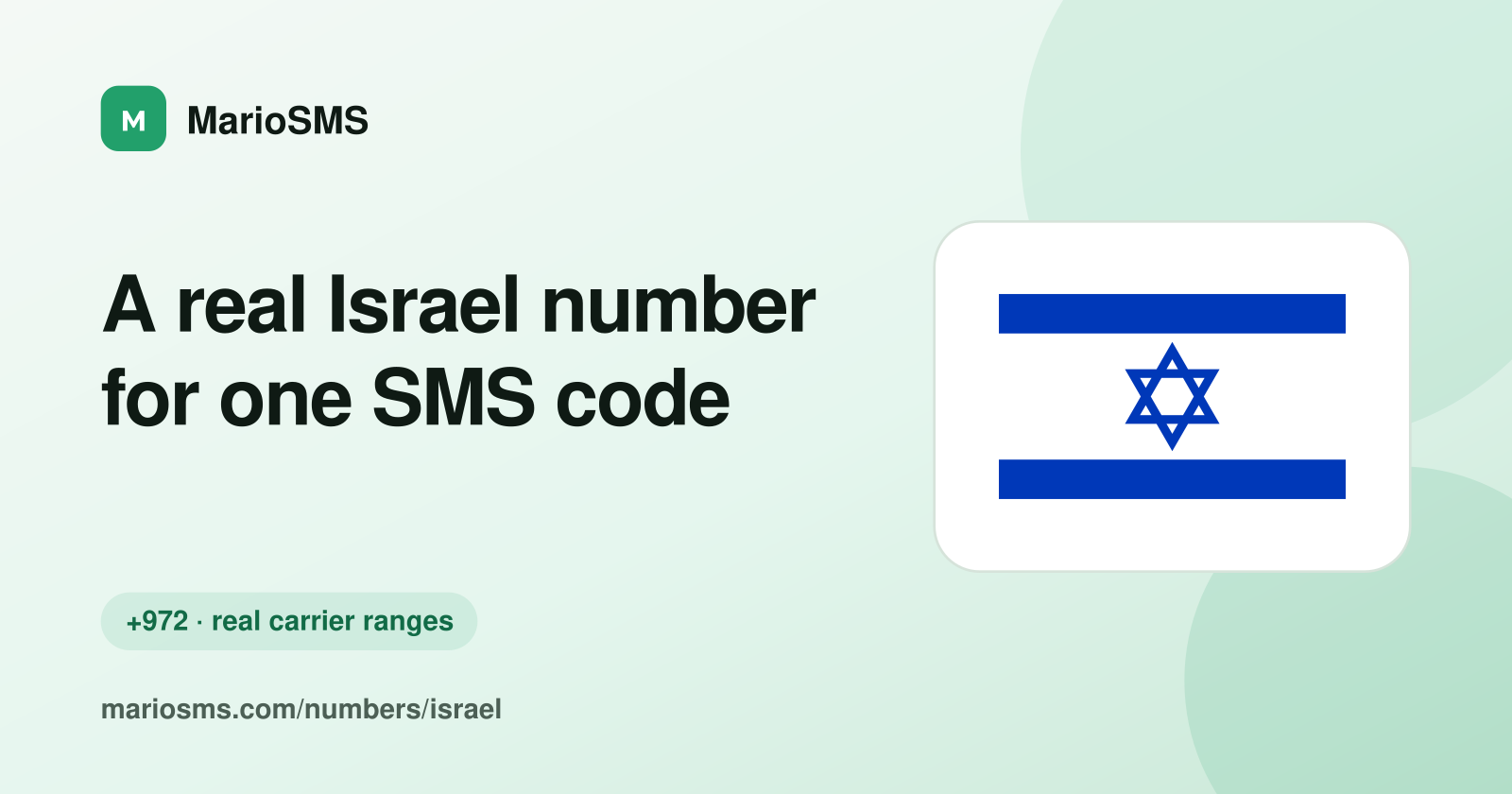 Rented Israeli +972 mobile number receiving an SMS code