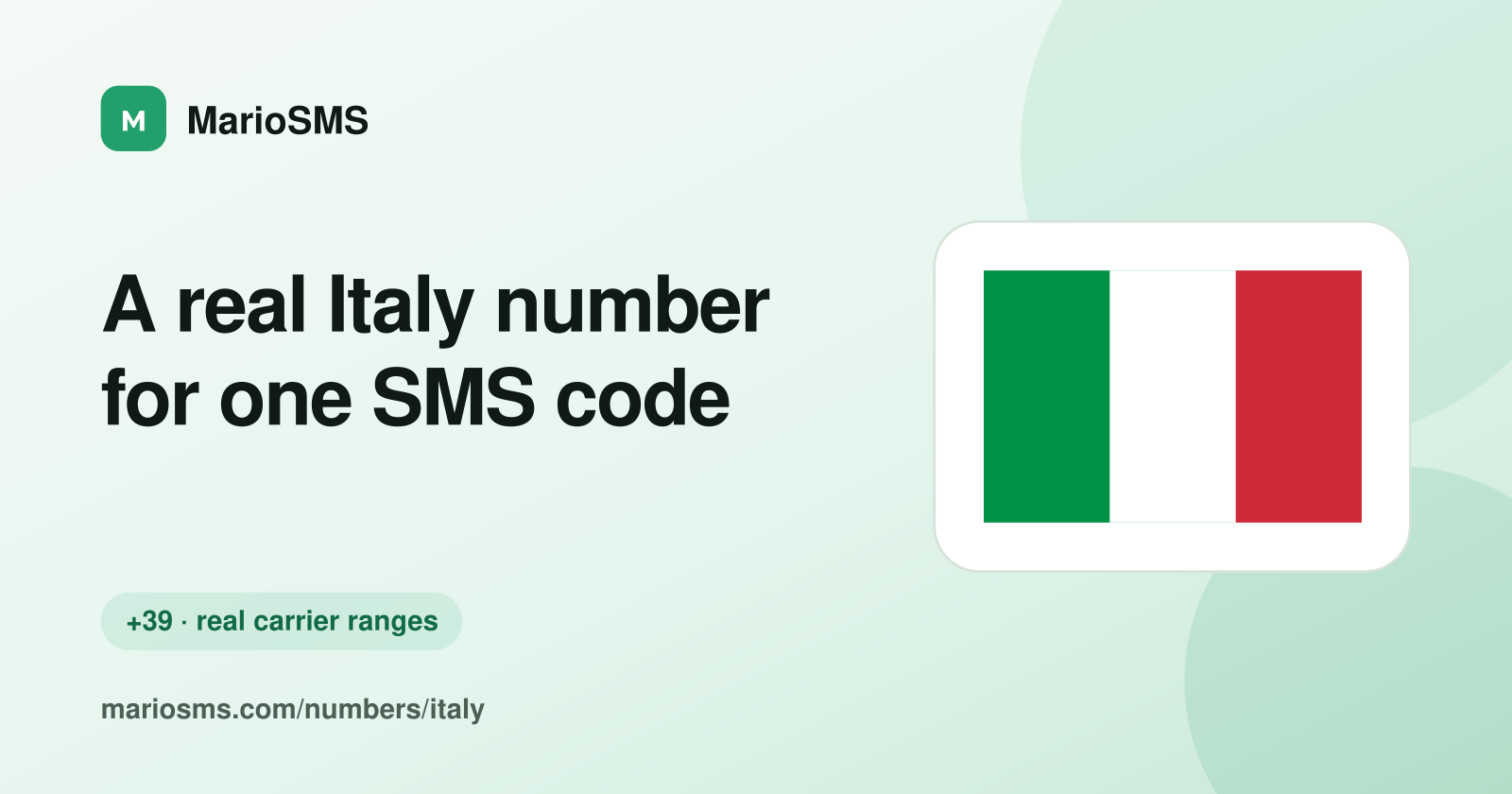 Rented Italian +39 mobile number receiving a verification code