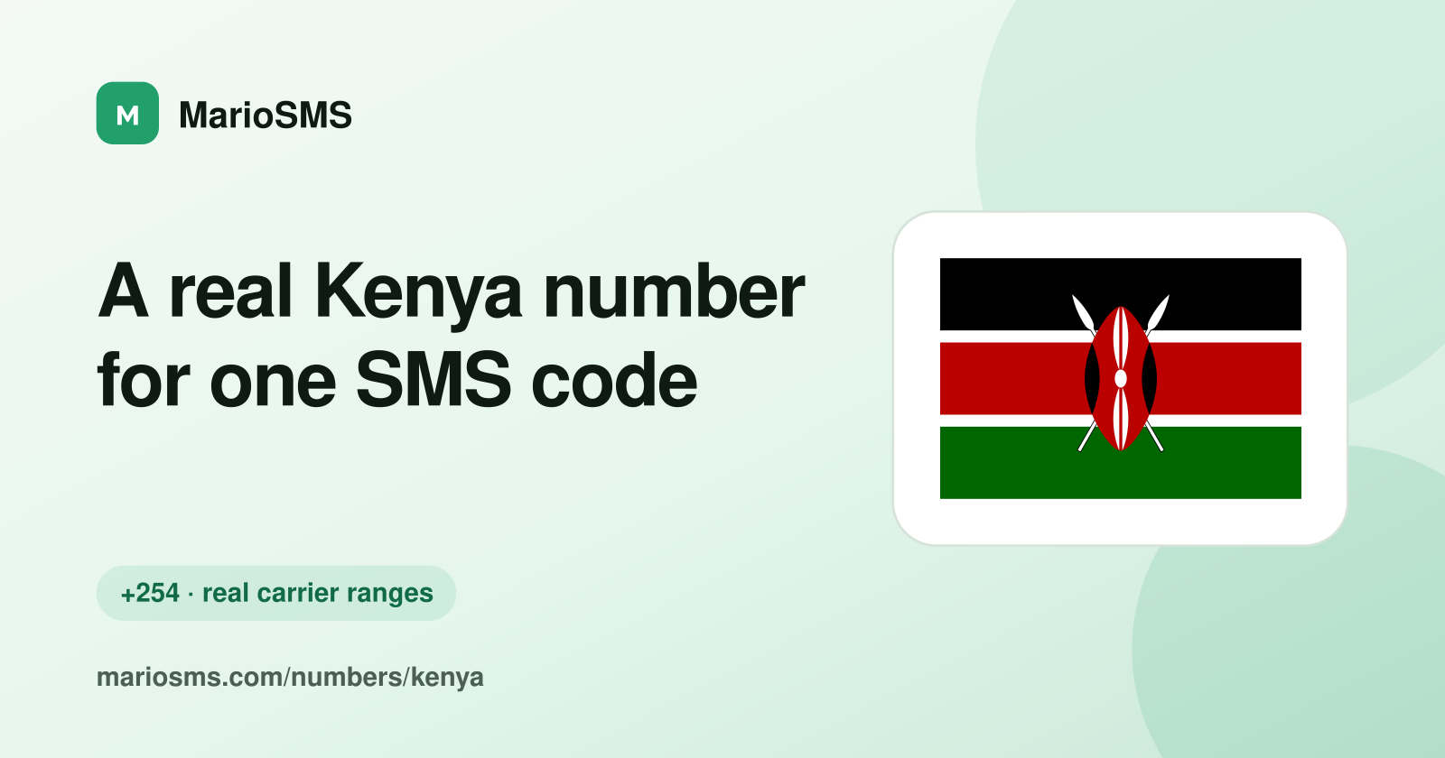 Rented Kenyan +254 mobile number receiving an SMS code