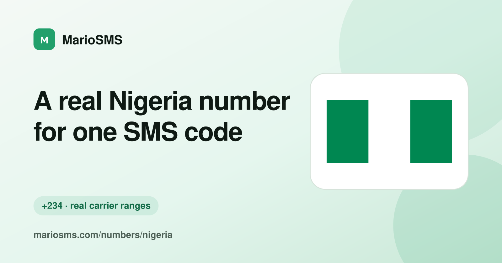 Rented Nigerian +234 mobile number receiving a verification code