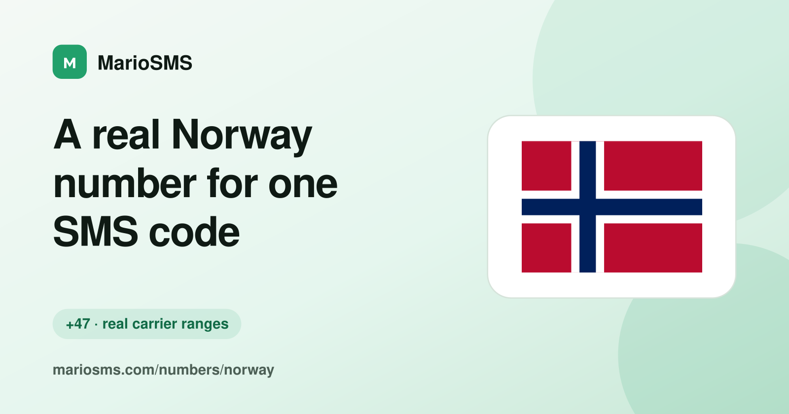 Rented Norwegian +47 mobile number receiving a verification code