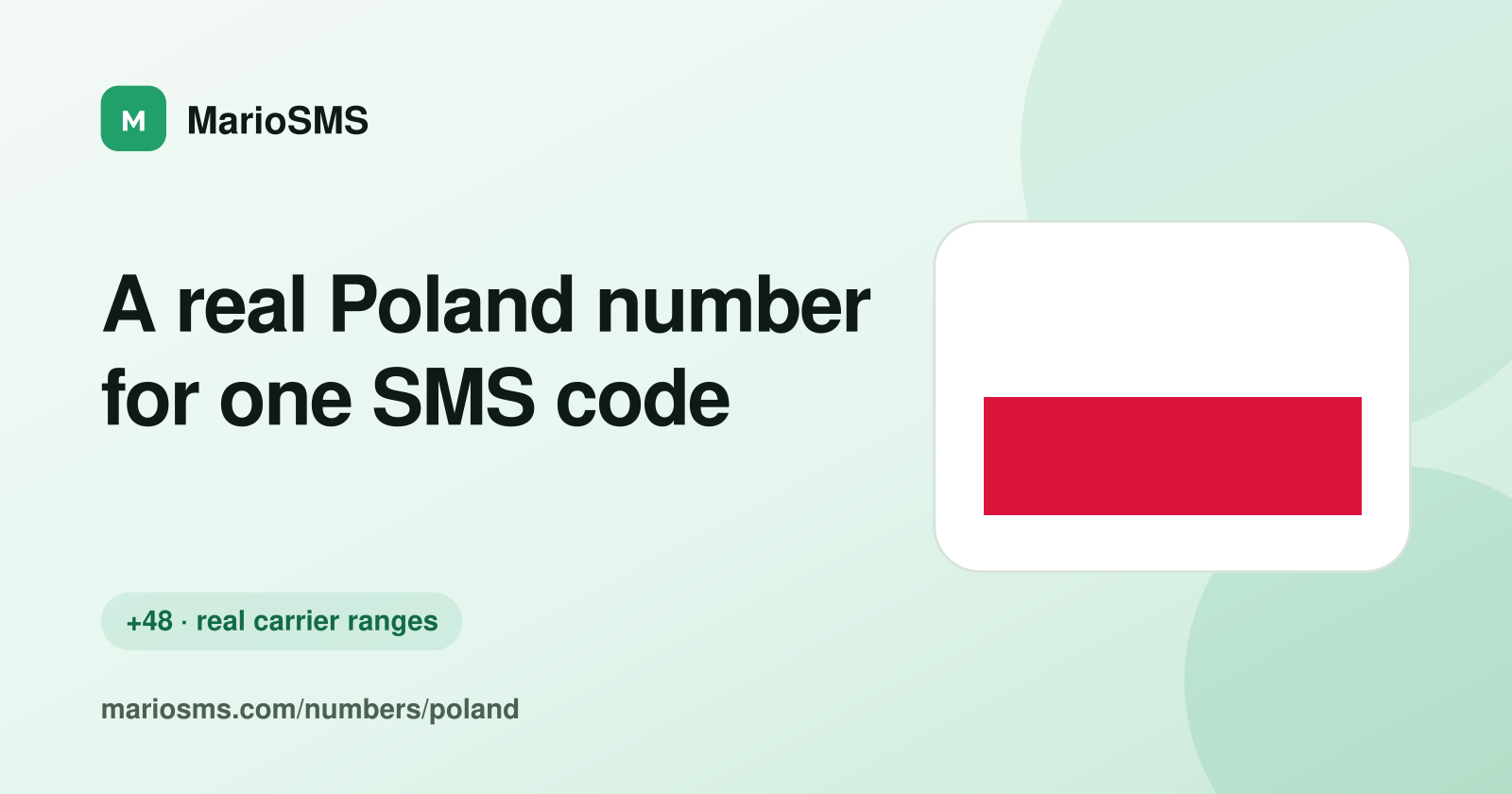 Rented Polish +48 mobile number receiving an SMS code