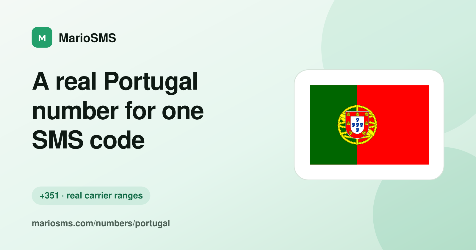 Rented Portuguese +351 mobile number receiving an SMS code