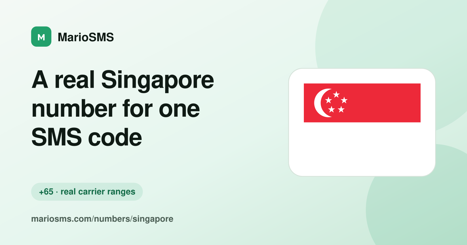Rented Singapore +65 mobile number receiving an SMS code