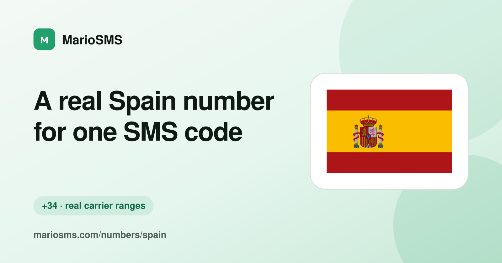 Rented Spanish +34 mobile number receiving an SMS code