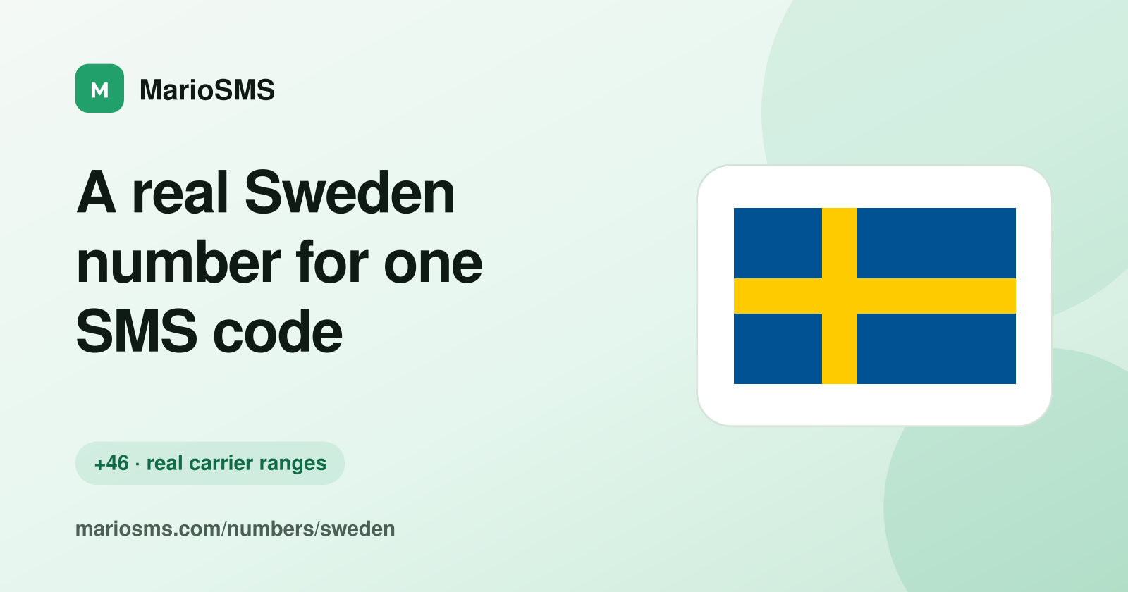 Rented Swedish +46 mobile number receiving an SMS verification code
