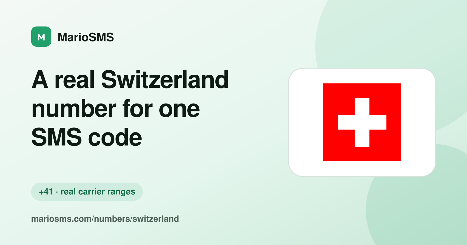 Rented Swiss +41 7 mobile number receiving an SMS code