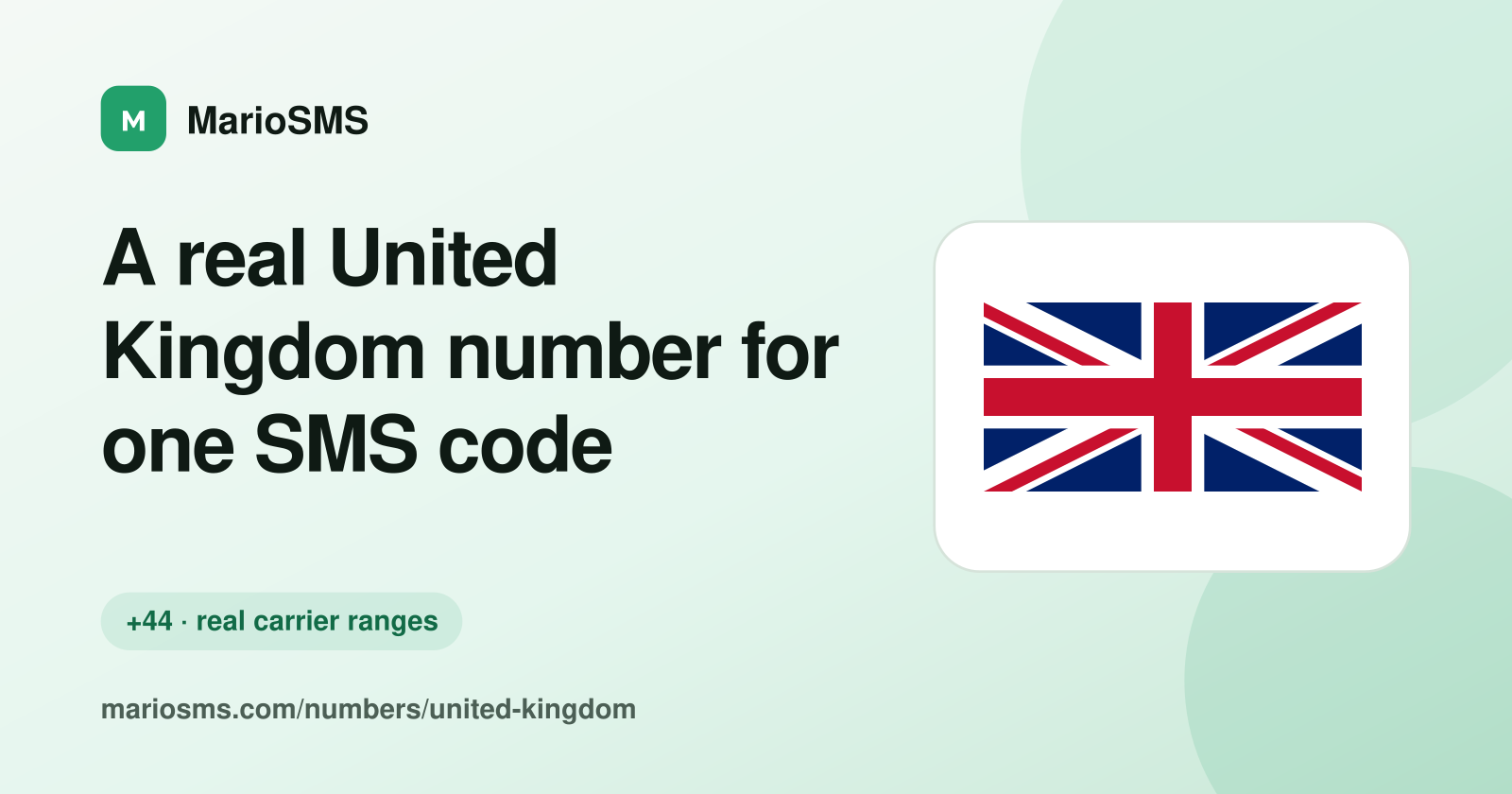 Rented UK +44 mobile number receiving an SMS code