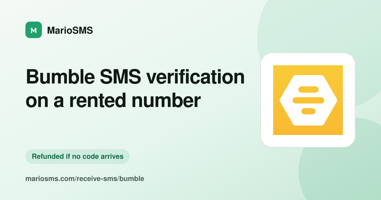 Bumble sign-up code delivered to a rented mobile number