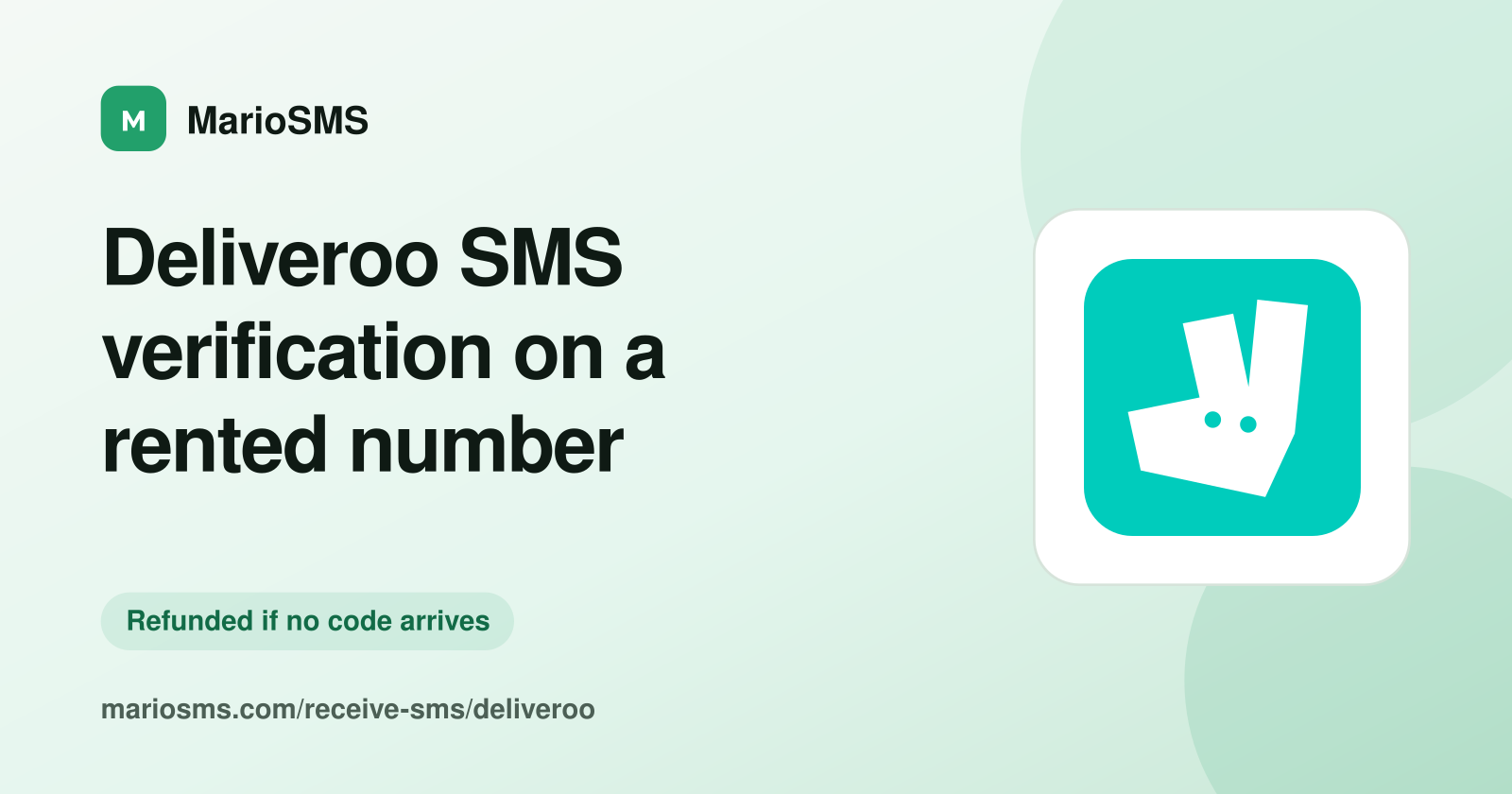 Deliveroo verification code received on a rented UK mobile number