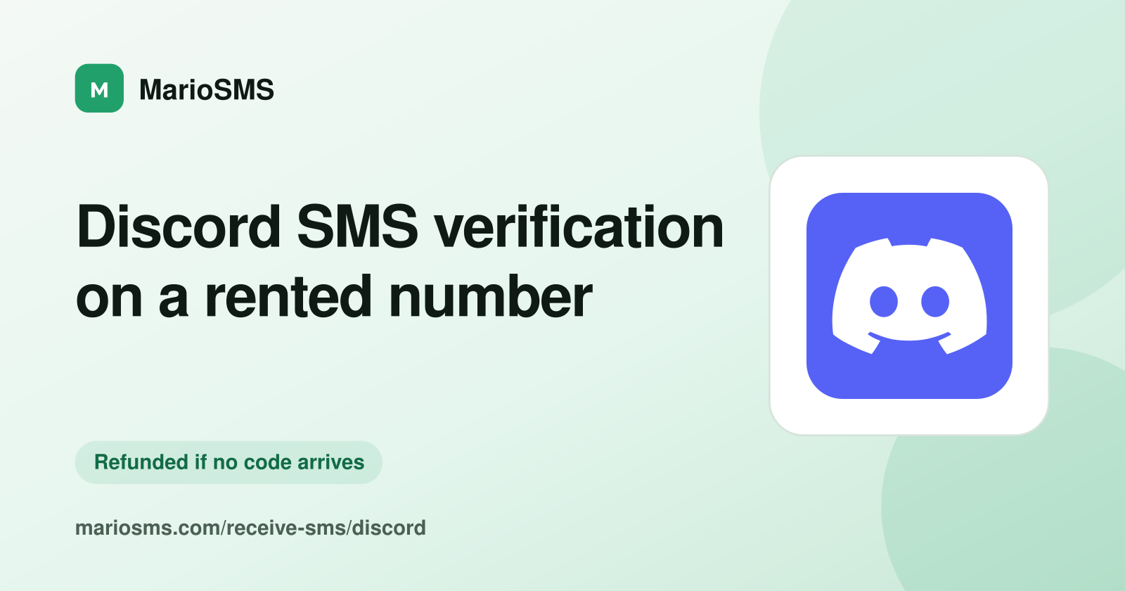 Discord phone verification code received on a rented number
