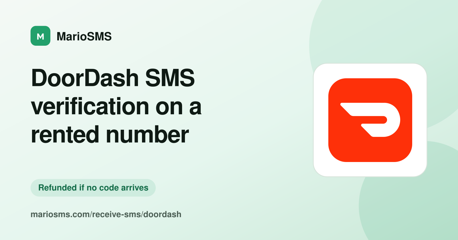 DoorDash sign-in code arriving on a rented mobile number