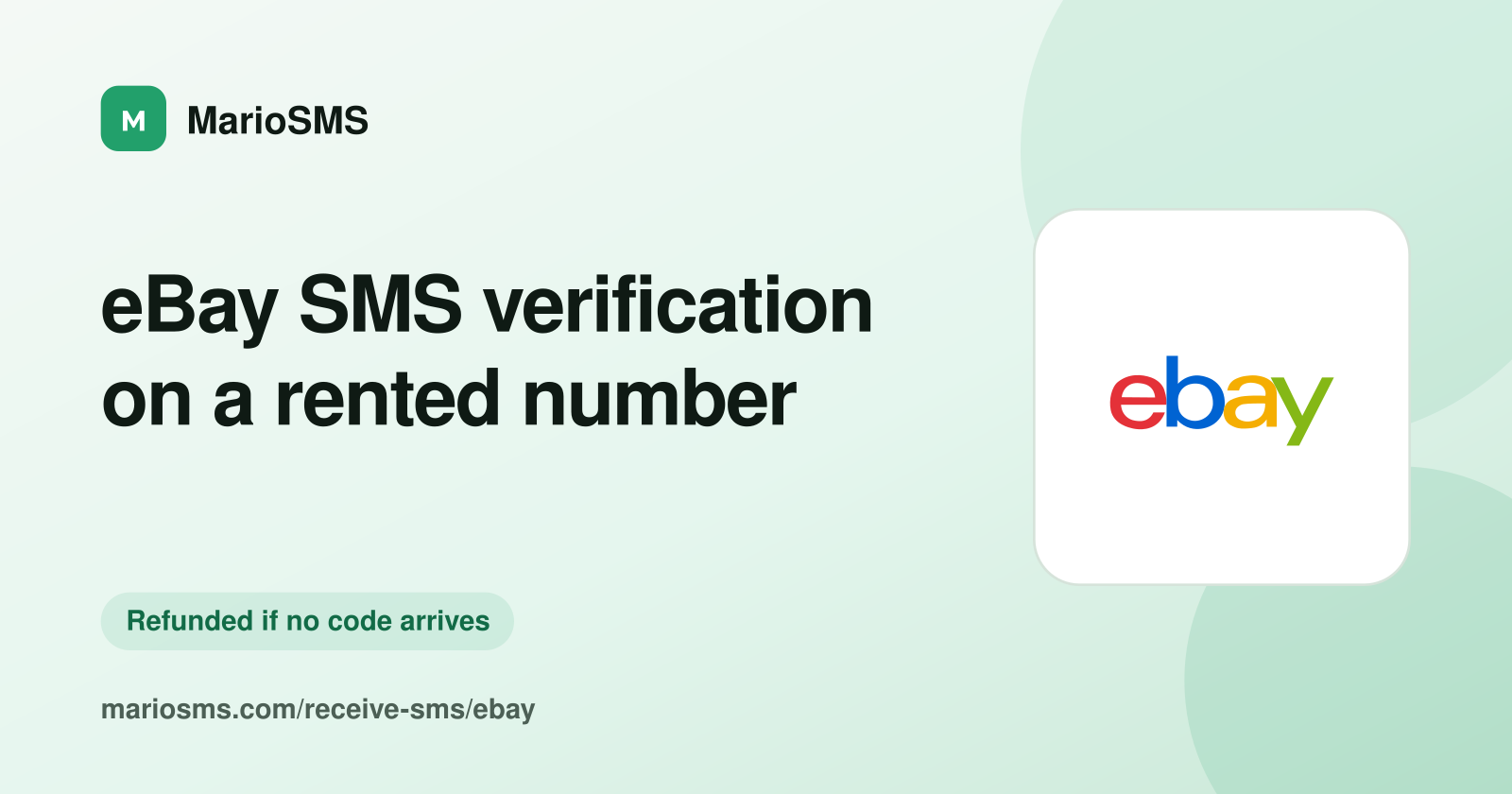 eBay verification code arriving on a rented mobile number