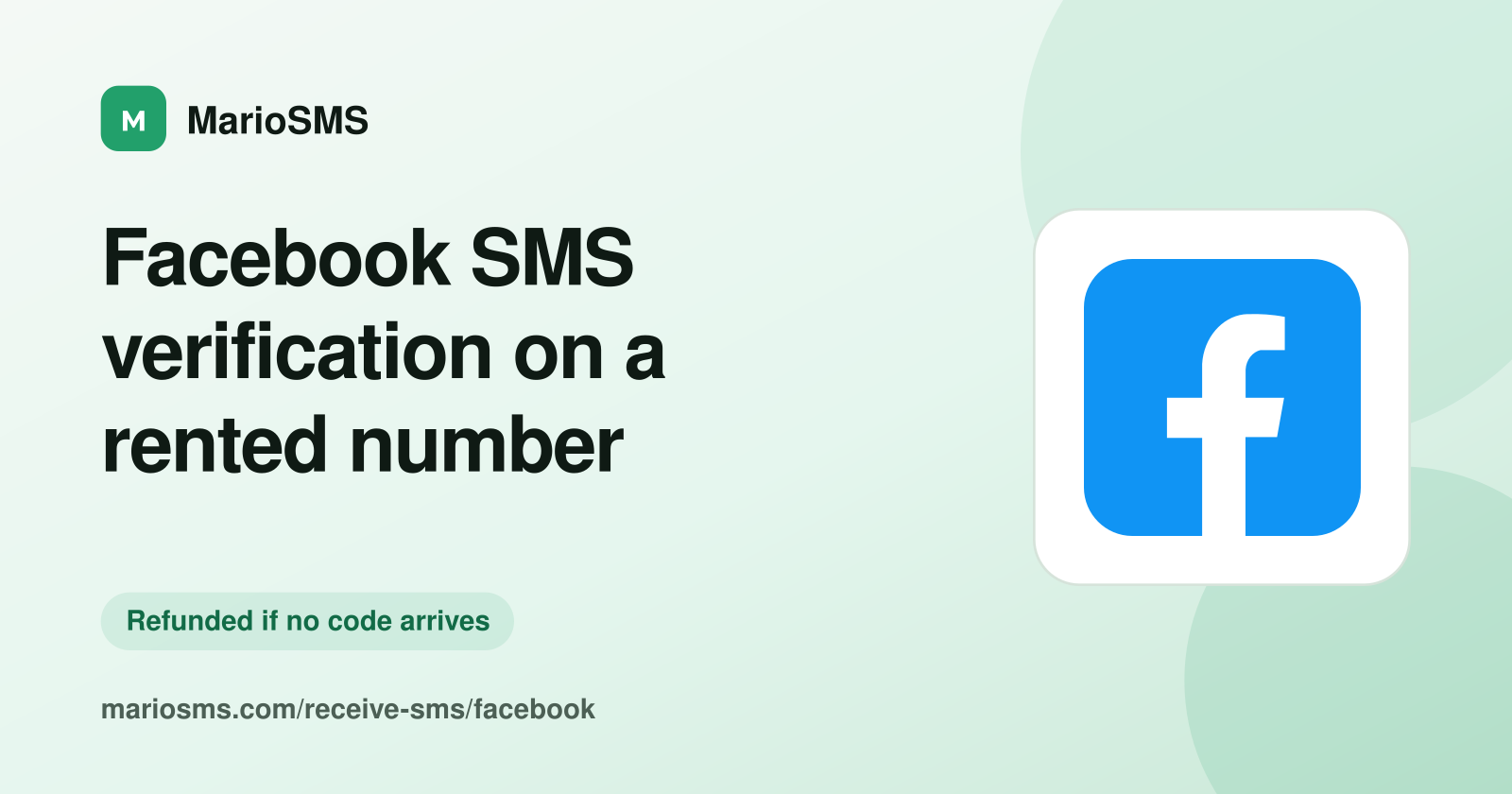 Facebook confirmation code delivered to a rented mobile number