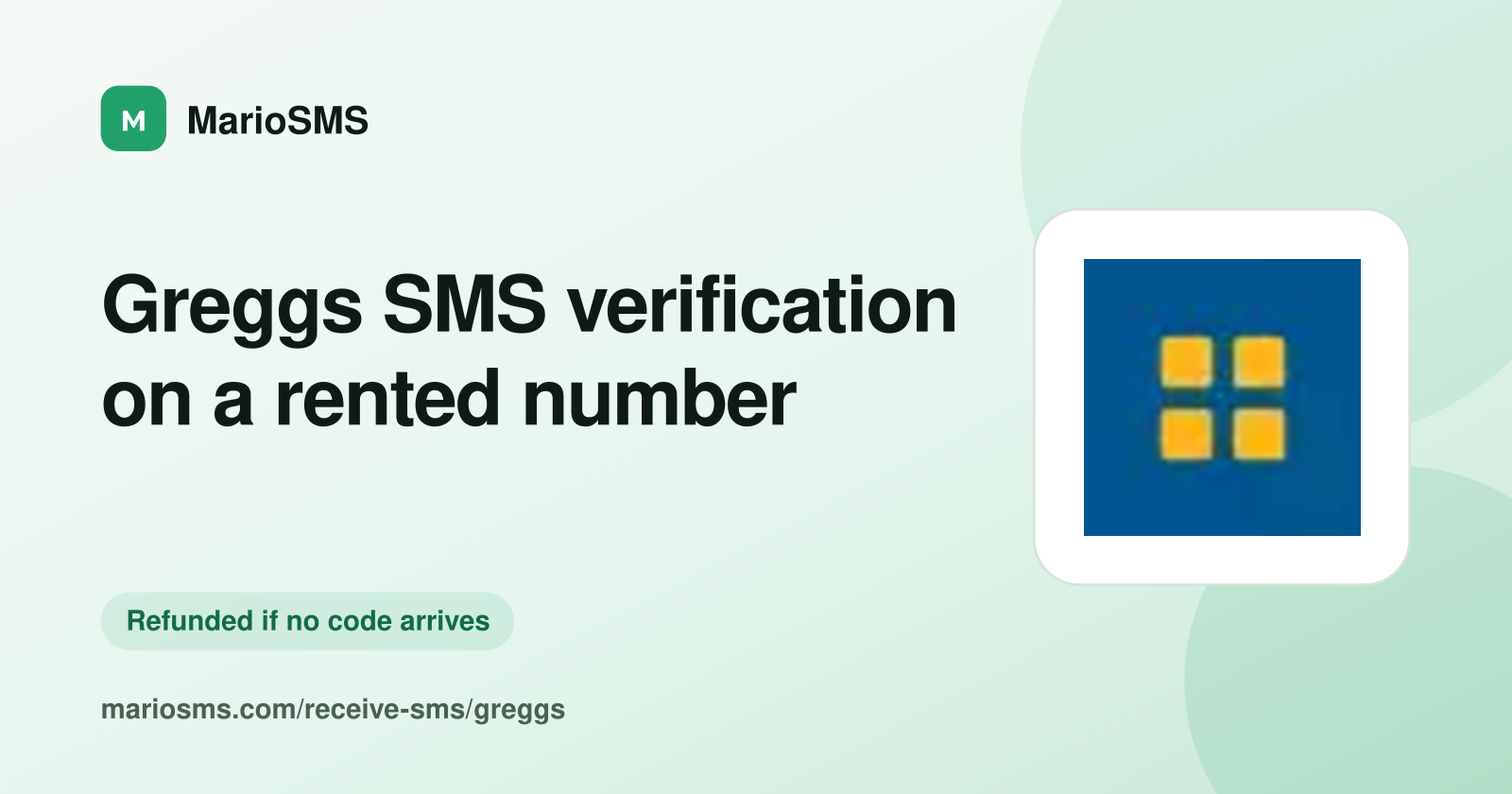 Greggs app confirmation code arriving on a rented UK mobile number
