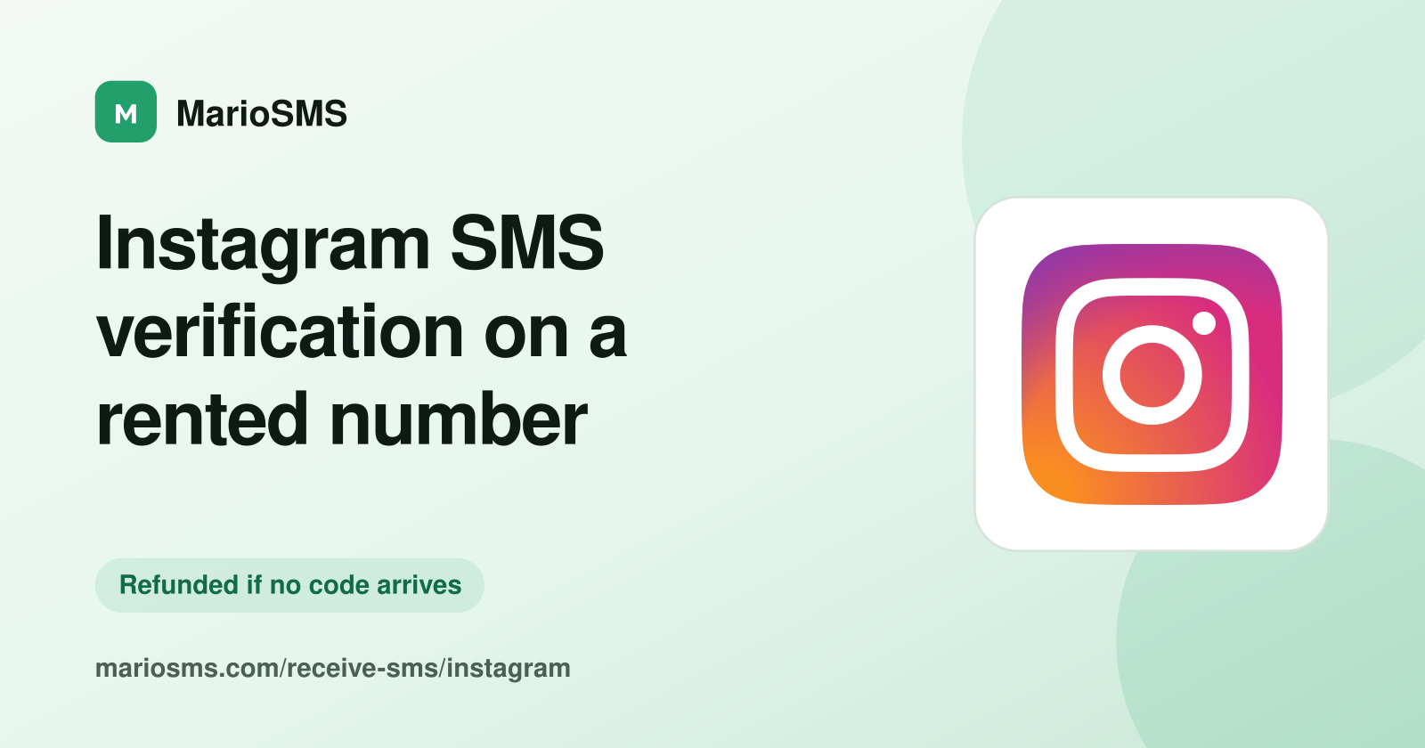 Instagram confirmation code arriving on a rented mobile number