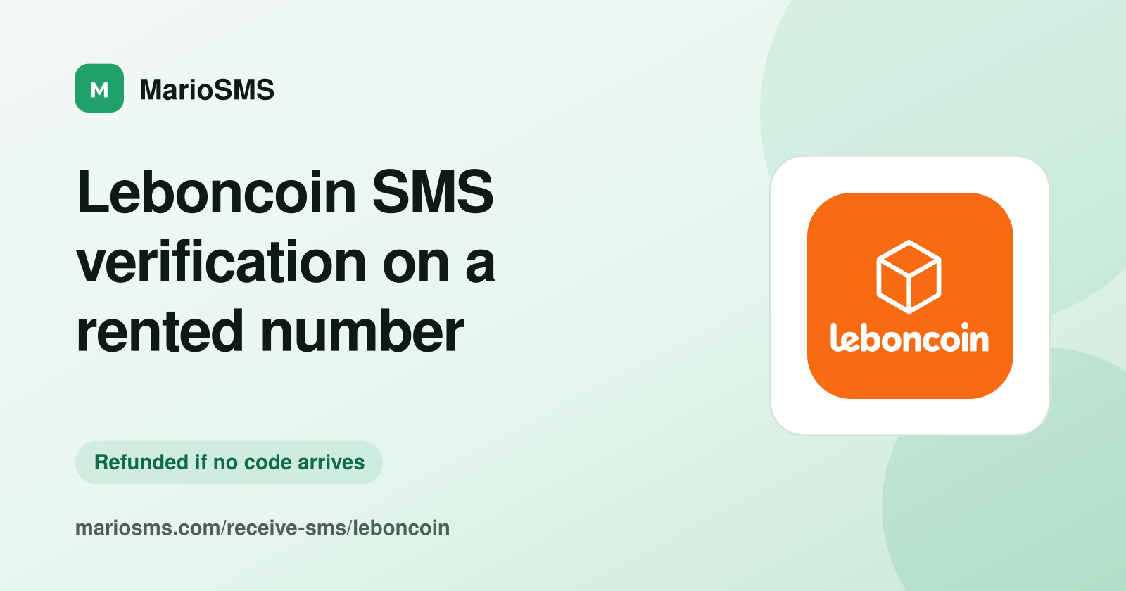 Leboncoin confirmation code received on a rented French mobile number