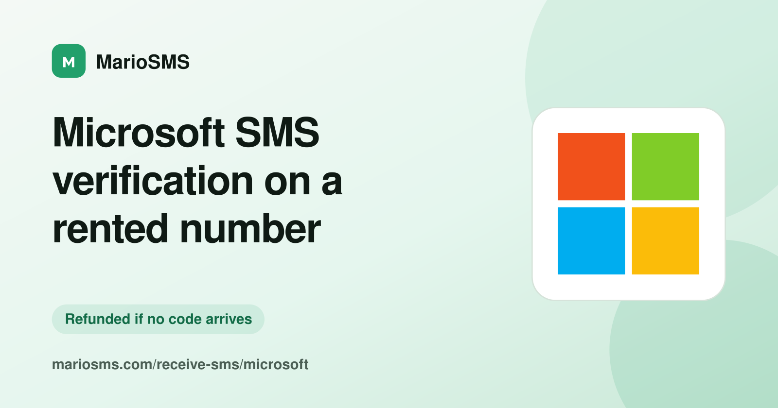 Microsoft account security code delivered to a rented number
