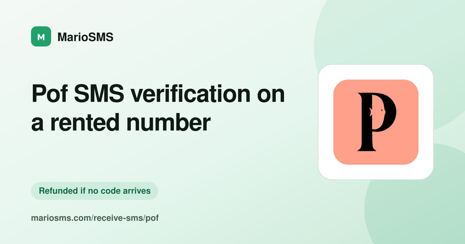 Plenty of Fish verification code arriving on a rented mobile number