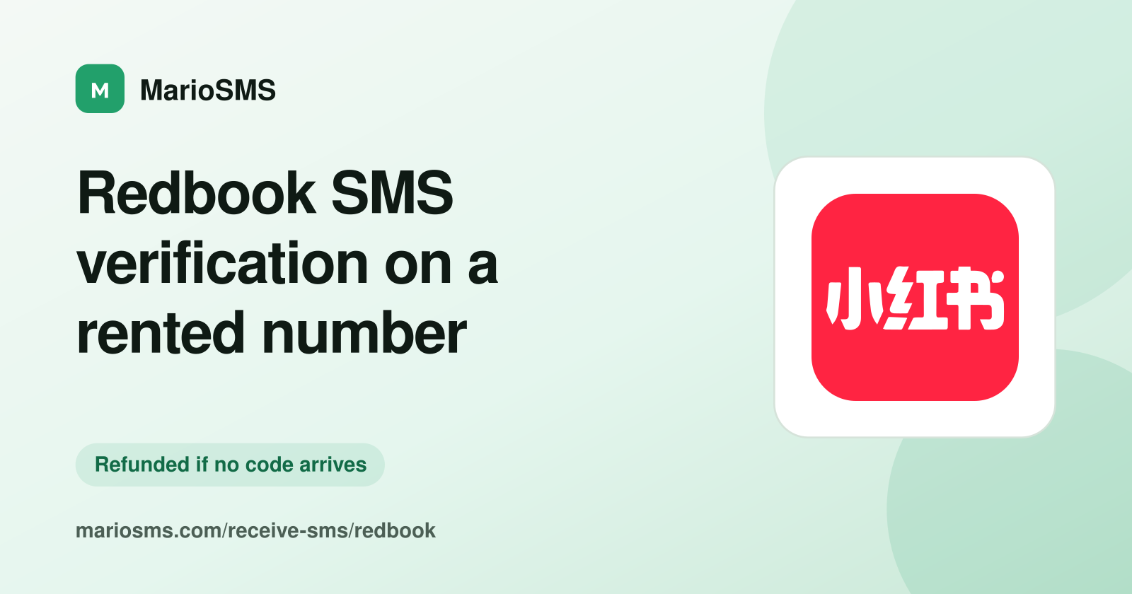 Xiaohongshu (RED) sign-up code received on a rented mobile number
