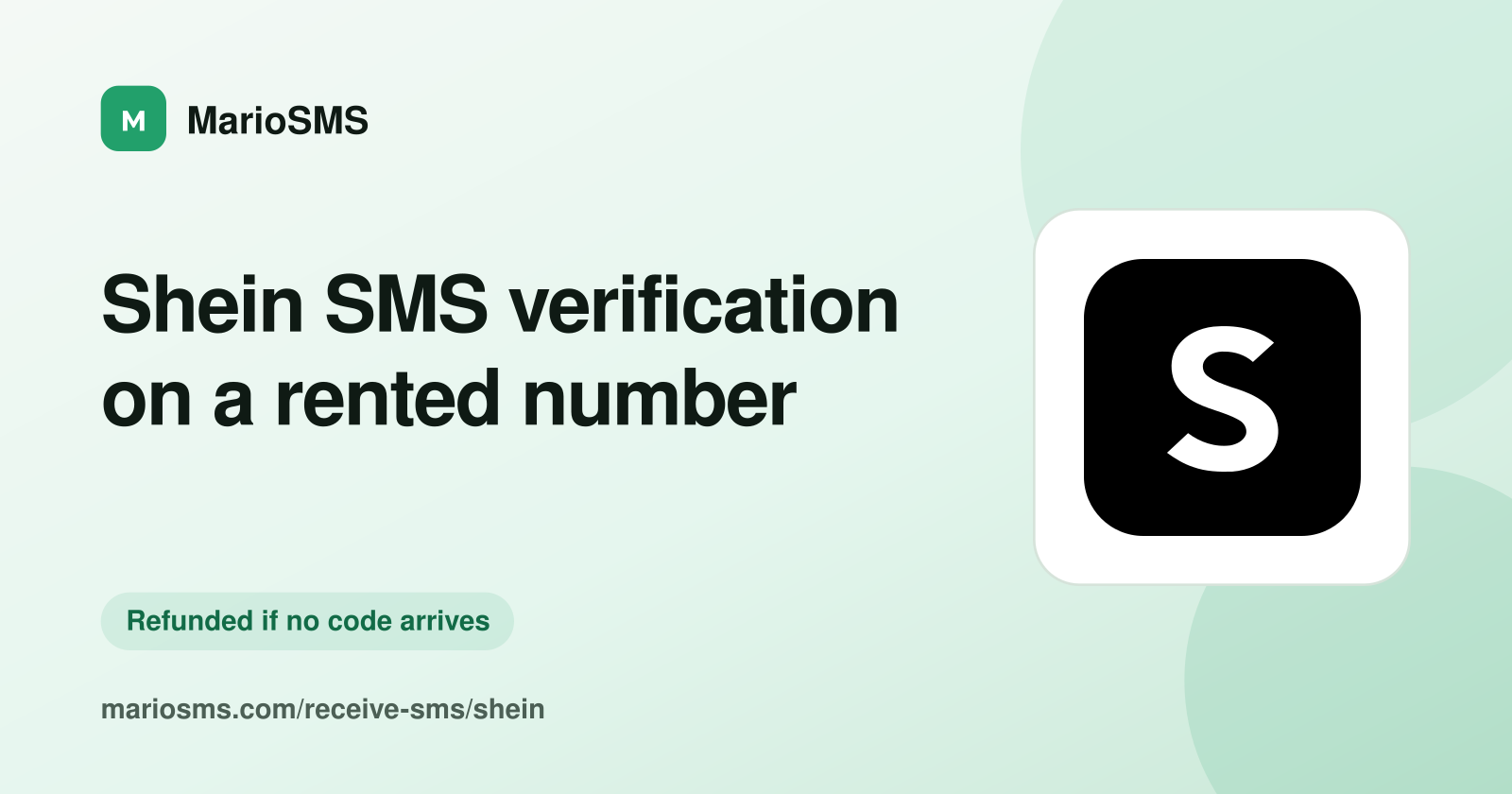 Shein verification code arriving on a rented mobile number