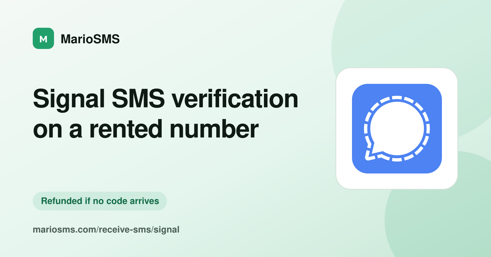 Signal registration code delivered to a rented mobile number