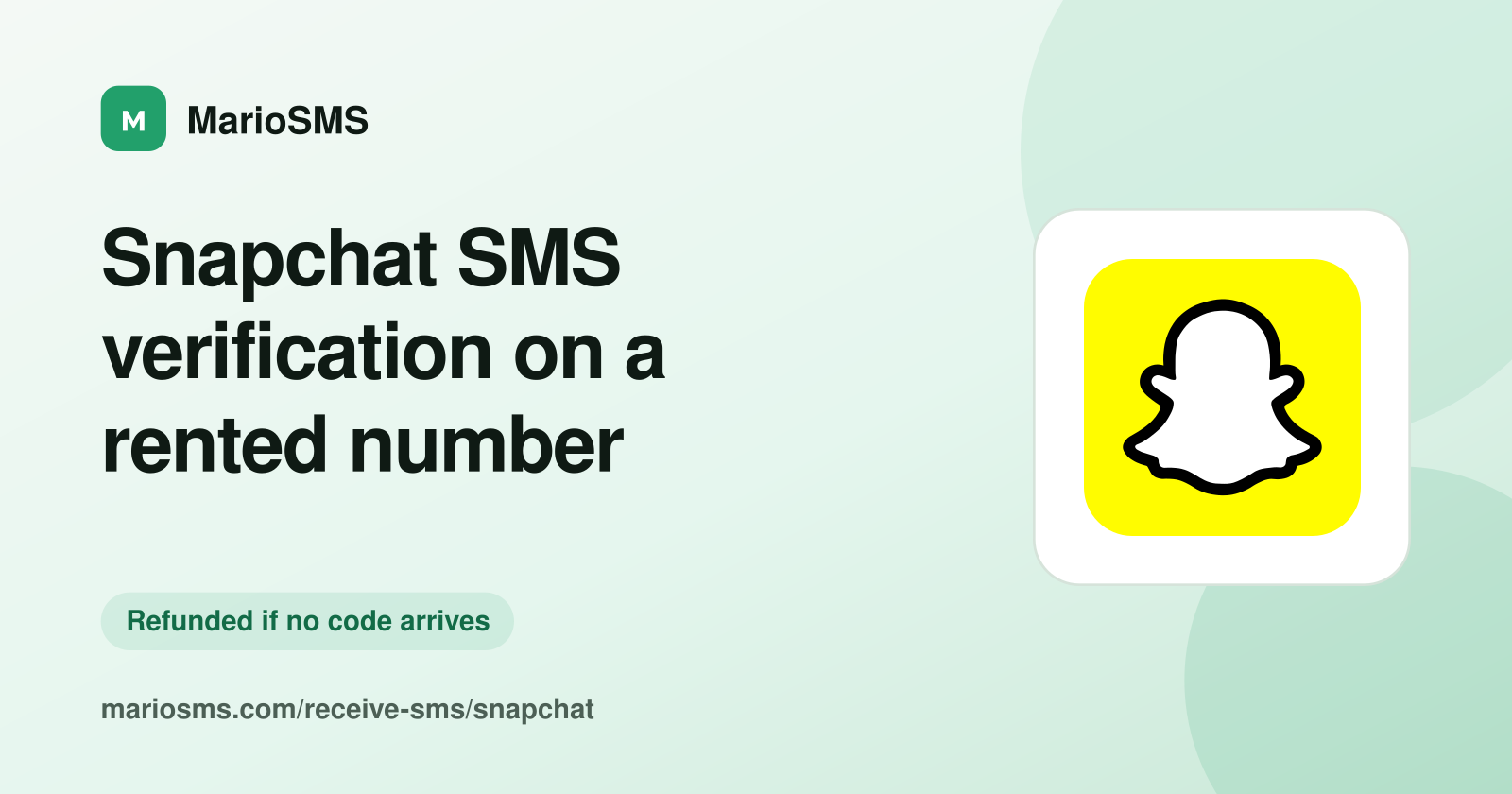Snapchat verification code arriving on a rented mobile number