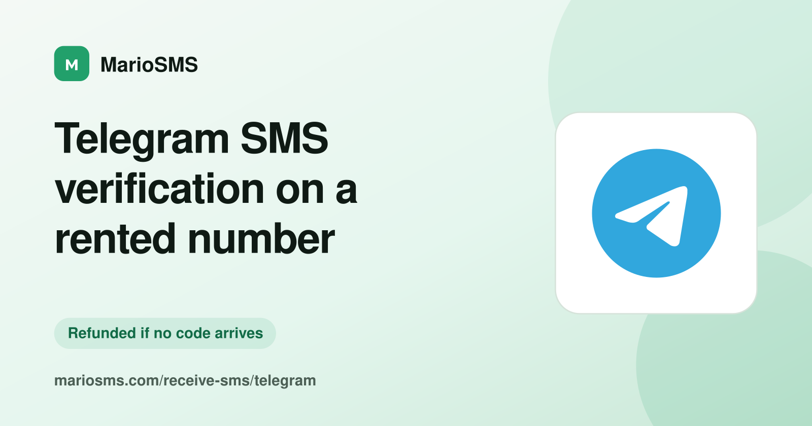 Telegram login code delivered to a rented number