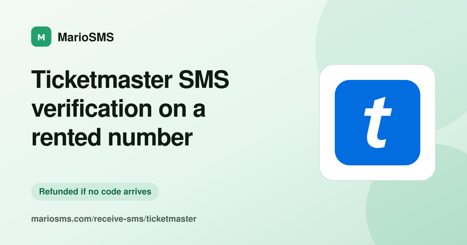 Ticketmaster account verification code received on a rented mobile number