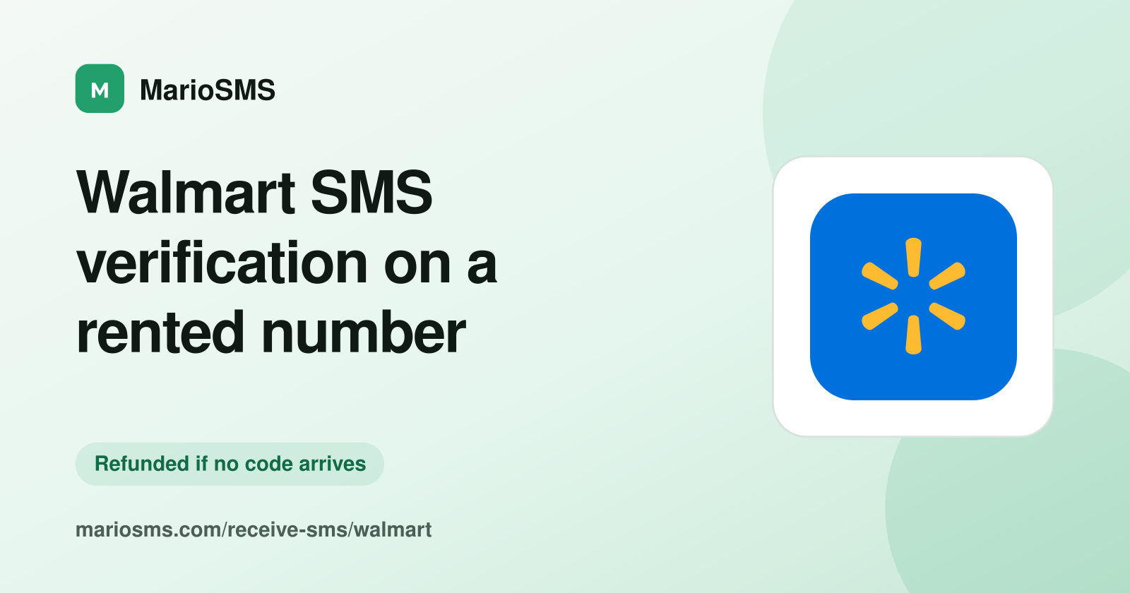 Walmart sign-in code received on a rented mobile number