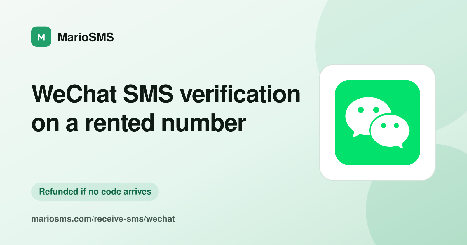 WeChat registration code received on a rented mobile number