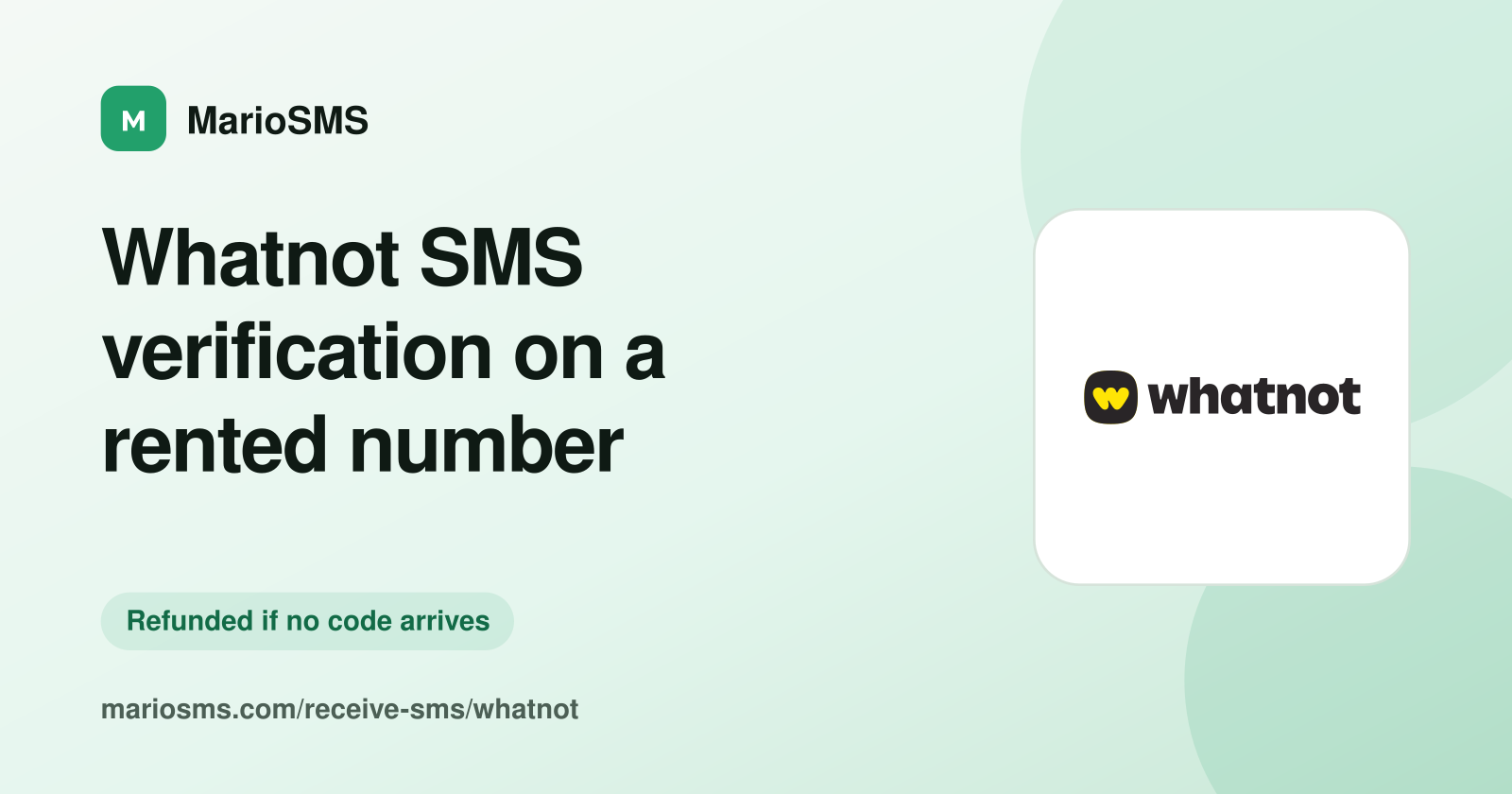 Whatnot verification code received on a rented mobile number
