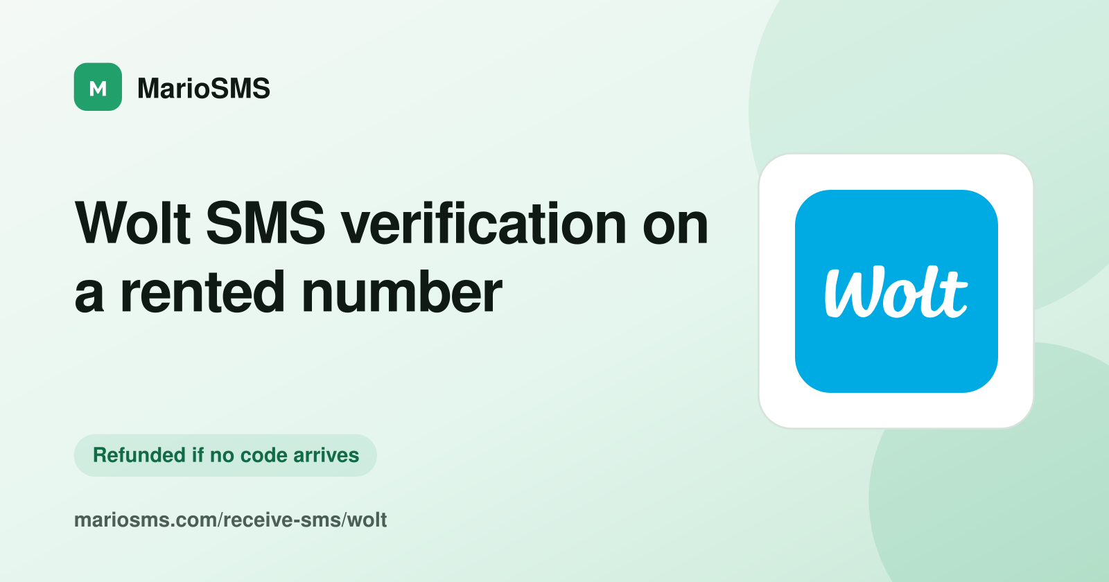 Wolt phone verification code received on a rented mobile number