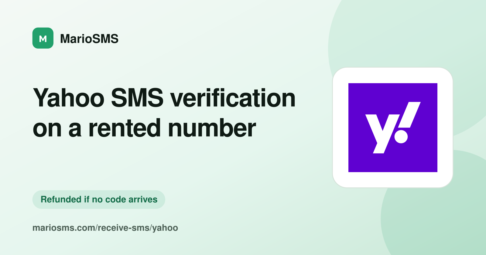 Yahoo account verification code received on a rented mobile number