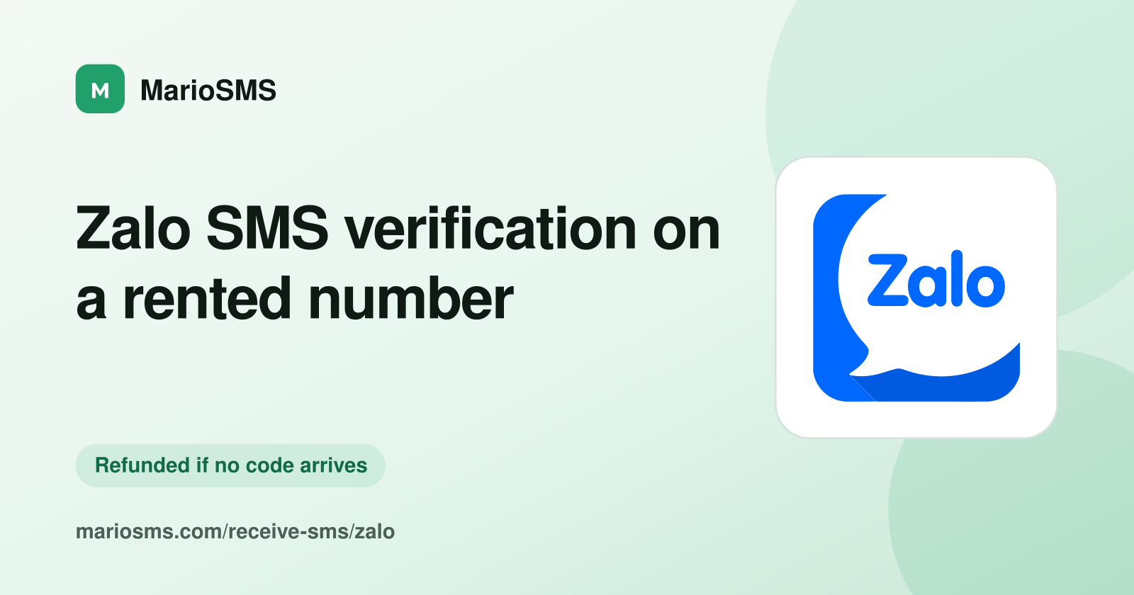 Zalo registration code received on a rented mobile number