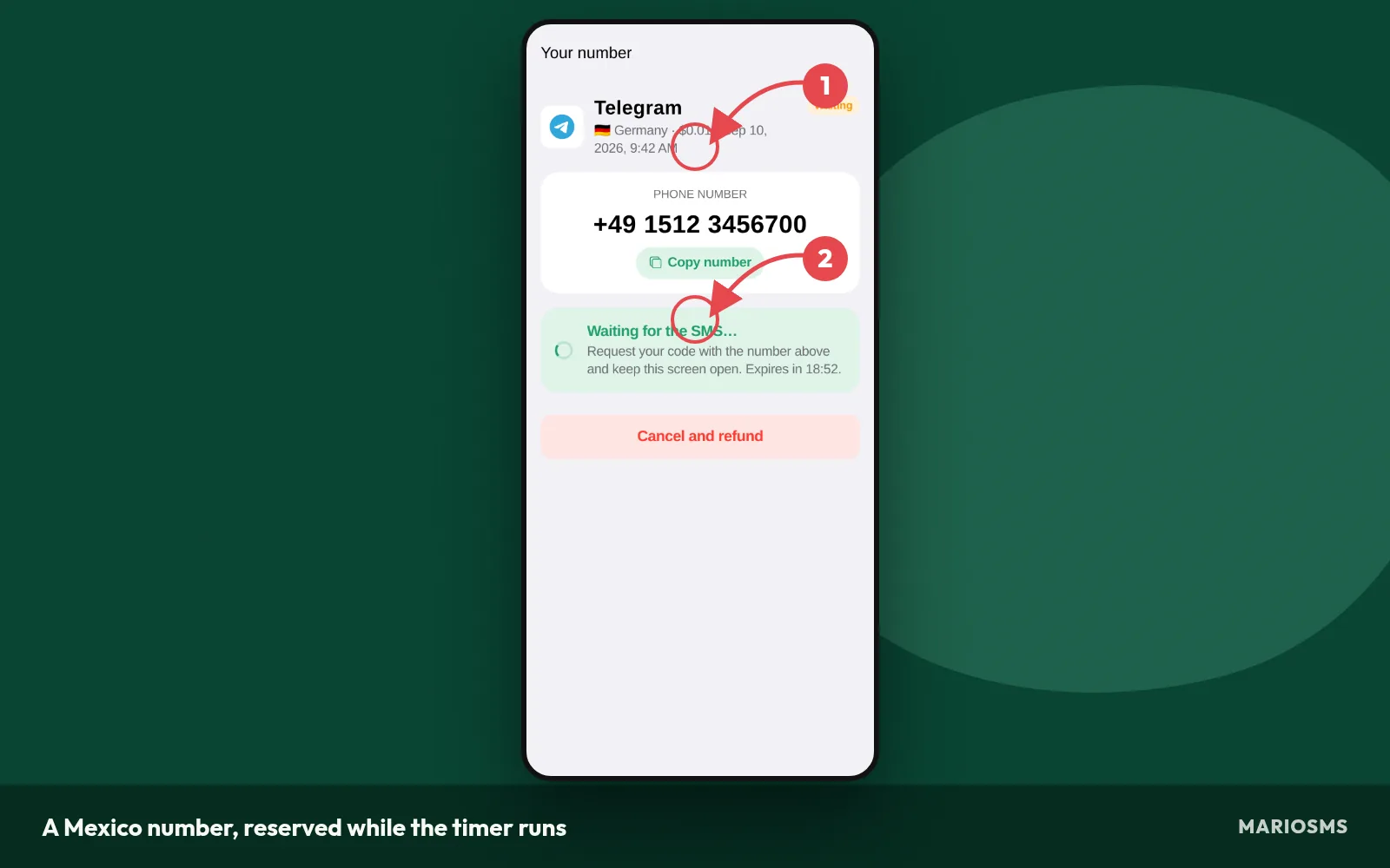 A Mexico number waiting for an SMS code